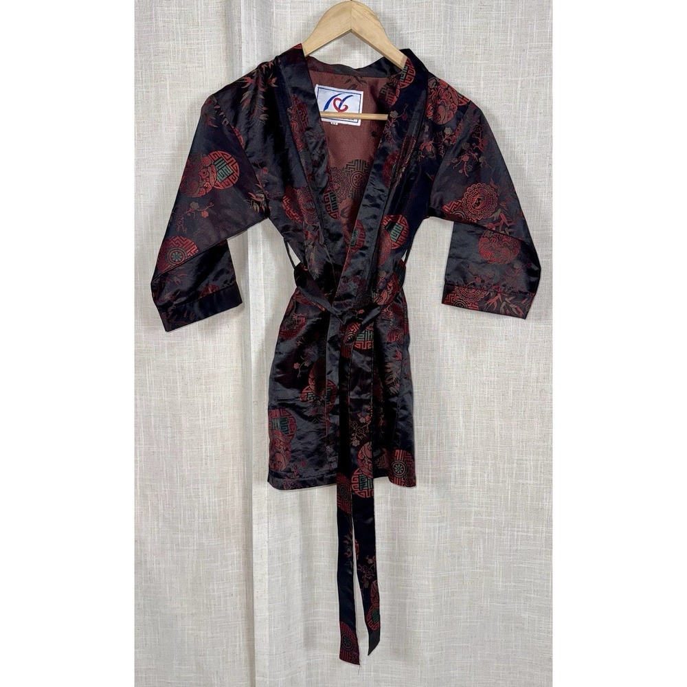 Vintage Hanbok Korean Silk Satin Pattern‎ Kids Children's Kimono and Belt Medium